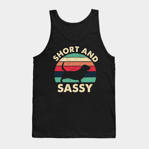 Vintage Retro Funny Baset Hound Dog Short Sassy Tank Top by Camryndougherty